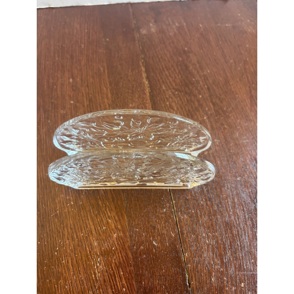 Princess House Poinsettia Crystal Napkin Holder Clear Glass Floral Holiday Decor - Picture 2 of 5
